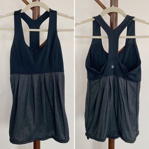 LULULEMON Power Dance Tank Black Gray Size 6 Racerback Drawstring Hem Luxtreme